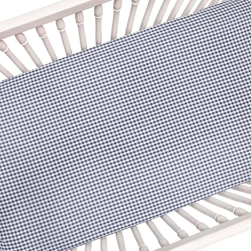 Liz and Roo Navy Gingham Crib Sheet