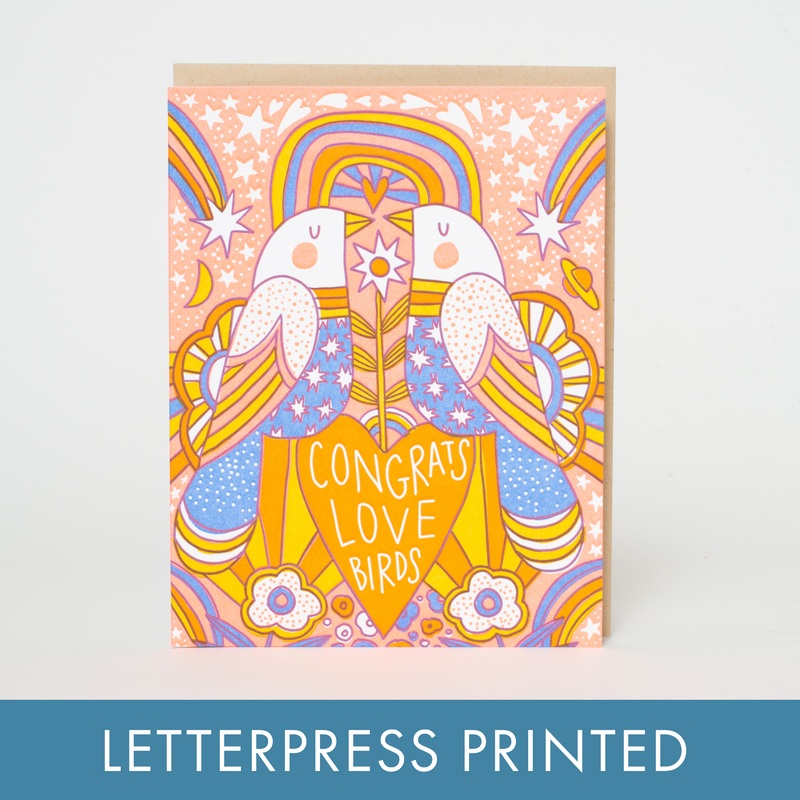 Wedding Congrats Love Birds Letterpress Greeting Card by Hello!Lucky paper tab