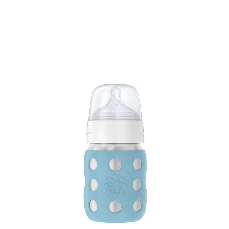 8oz Stainless Steel Baby Bottle Stage 2 Nipple, Stopper, Cap Cantaloupe