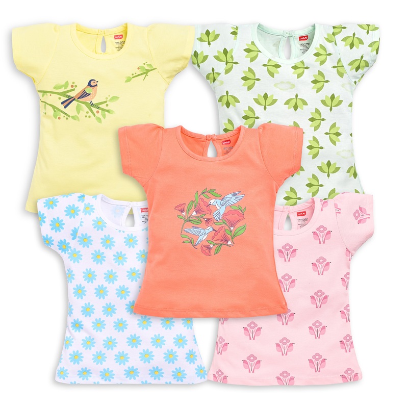 Baby Girls Pack Of 5 Half Sleeve Top 100% Cotton L – 6 to 12 Months