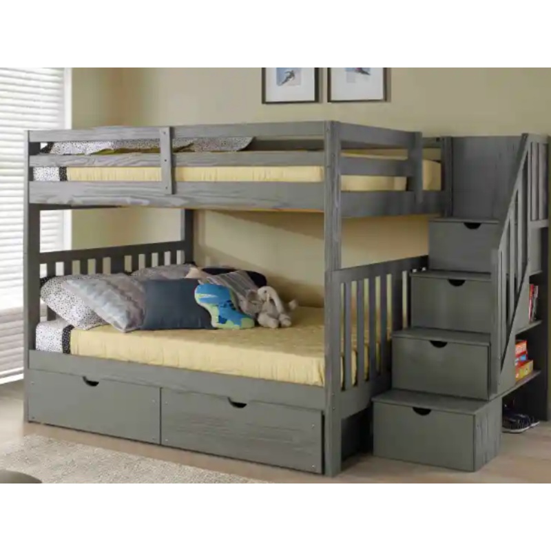 Innovations Full Over Full Staircase Bunk Bed Grey