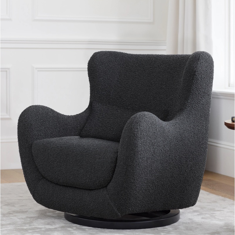 Babyletto Solstice Swivel Glider Black Boucle with Black Wood Base