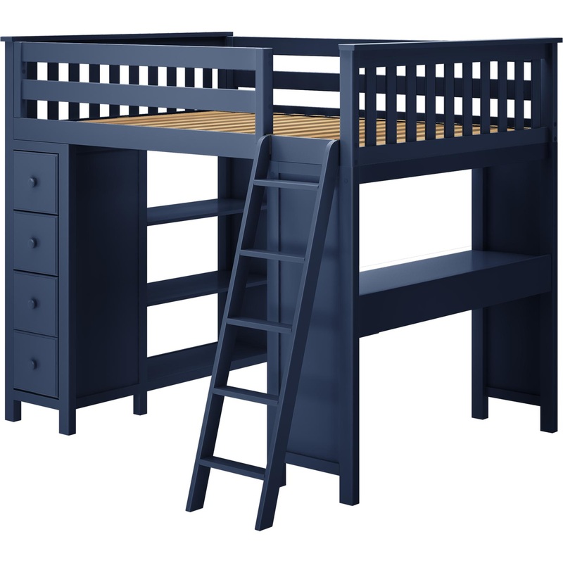 Jackpot Deluxe Full Size Loft with Desk + Storage White