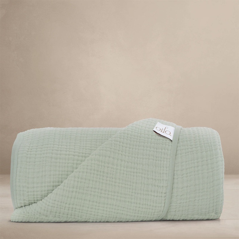 Oilo Fable Blanket- Throw- Sea Moss 4 Way Muslin, Organic 45 X 60″