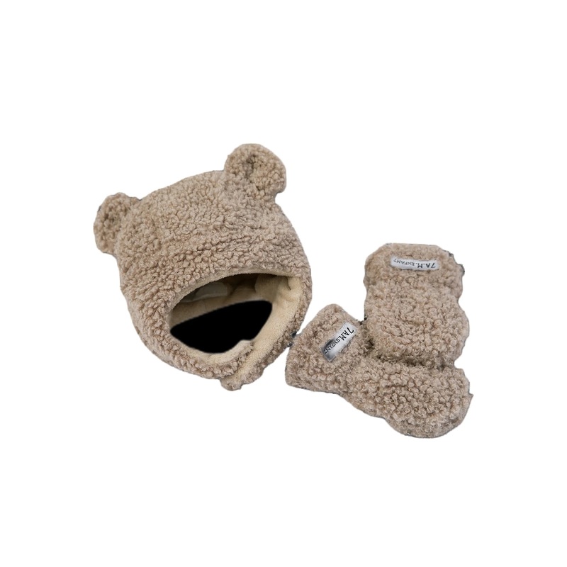 7 A.M. Cub Set – Teddy | Hat & Mittens