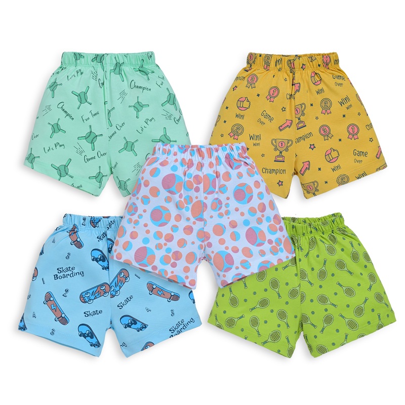 Baby Boys & Baby Girls Pack Of 5 Regular Shorts 100% Cotton M – 3 to 6 Months