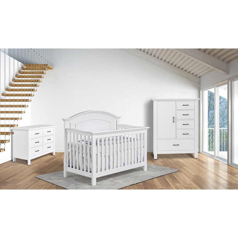 Fawn Baby Yosemite 3 Piece Nursery Set – Arch Crib in Vintage White