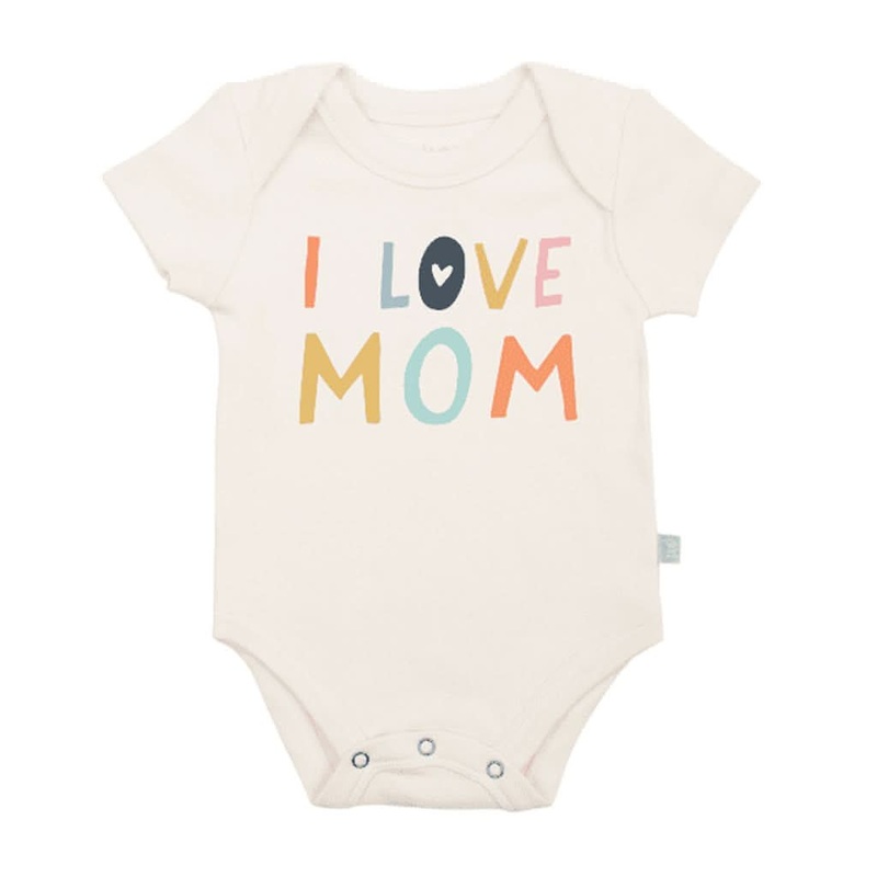 Finn & Emma Short Sleeve Graphic Bodysuit, Love Mom 0-3 Months