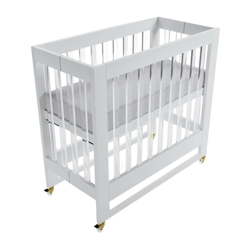 Melo Caress Mini Foldable Crib Pure White / Acrylic / Gold