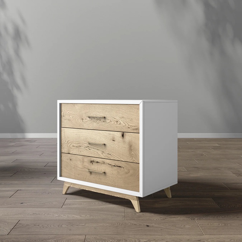 Romina Uptown Single Dresser Bianco Satinato CMH16 Metal Handlebar Gold