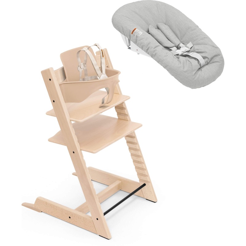 Stokke Tripp Trapp High Chair with Newborn Set Natural, Grey Newborn Set
