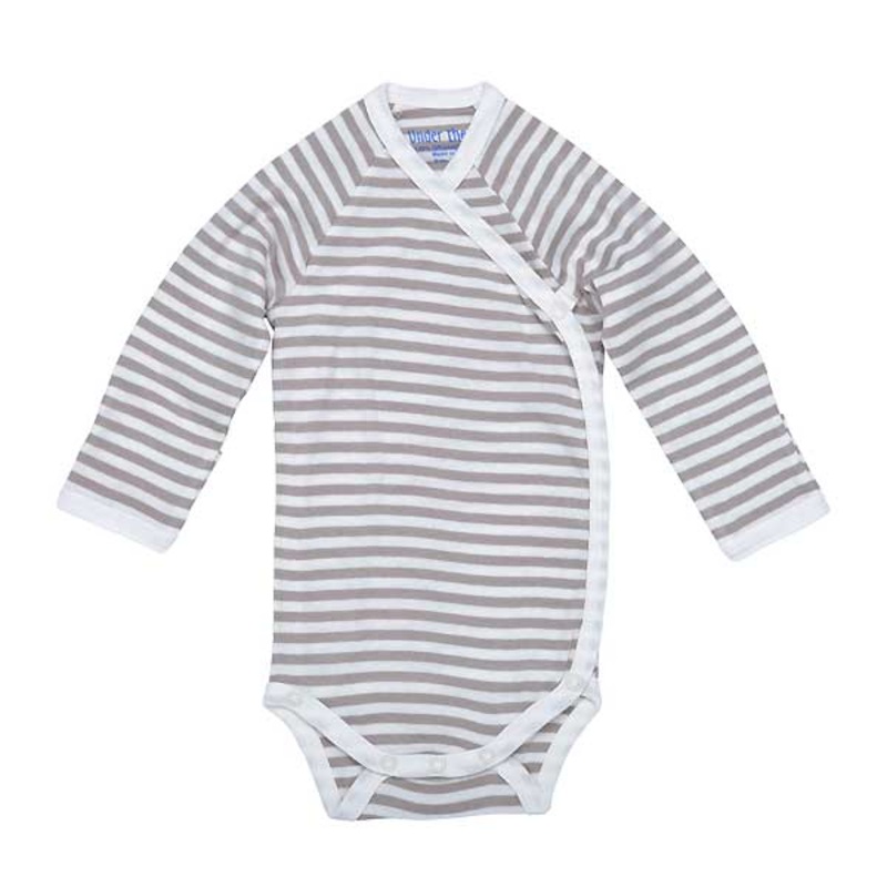 Under The Nile Long Sleeve Side Snap Babybody – Tan Stripe 3-6 months