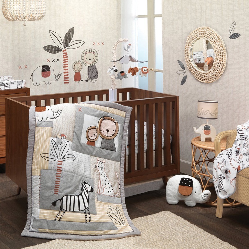 Lambs & Ivy Patchwork Jungle 4-Piece Bedding Set