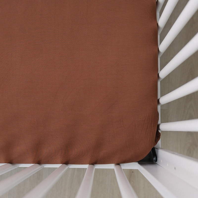 Bamboo Stretch Crib Sheet | Rust