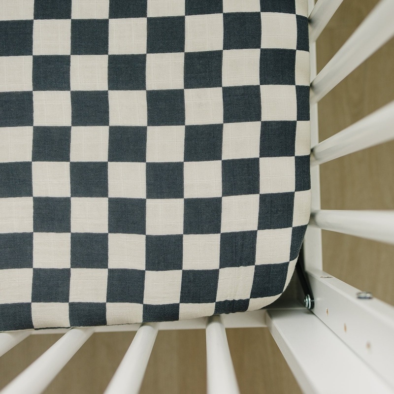 Muslin Crib Sheet | Charcoal Checkered