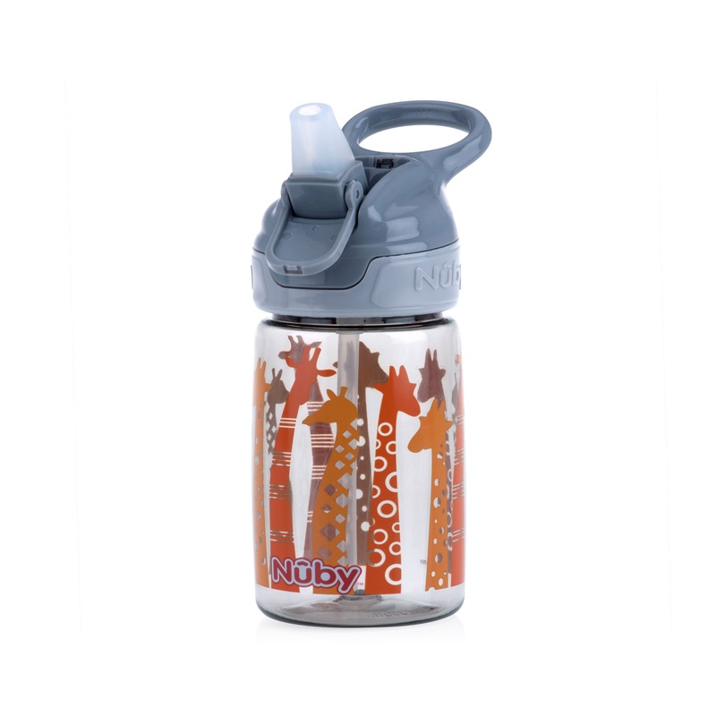Thirsty Kids REFLEX Soft Spout Water Bottle Grey Giraffes