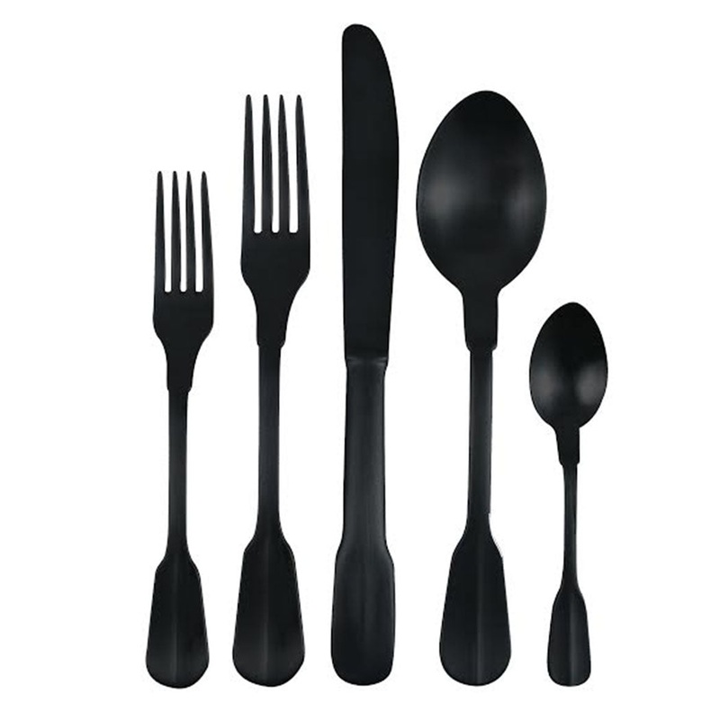 Matte Black and Gold Madrid Cutlery Set Matte Gold Finish