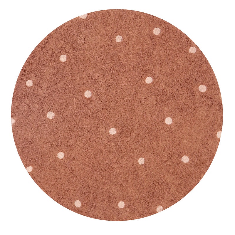Round Dot Washable Rug Chestnut