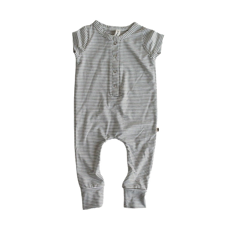 T-Shirt Romper | Micro Olive Stripe 0-3 Months