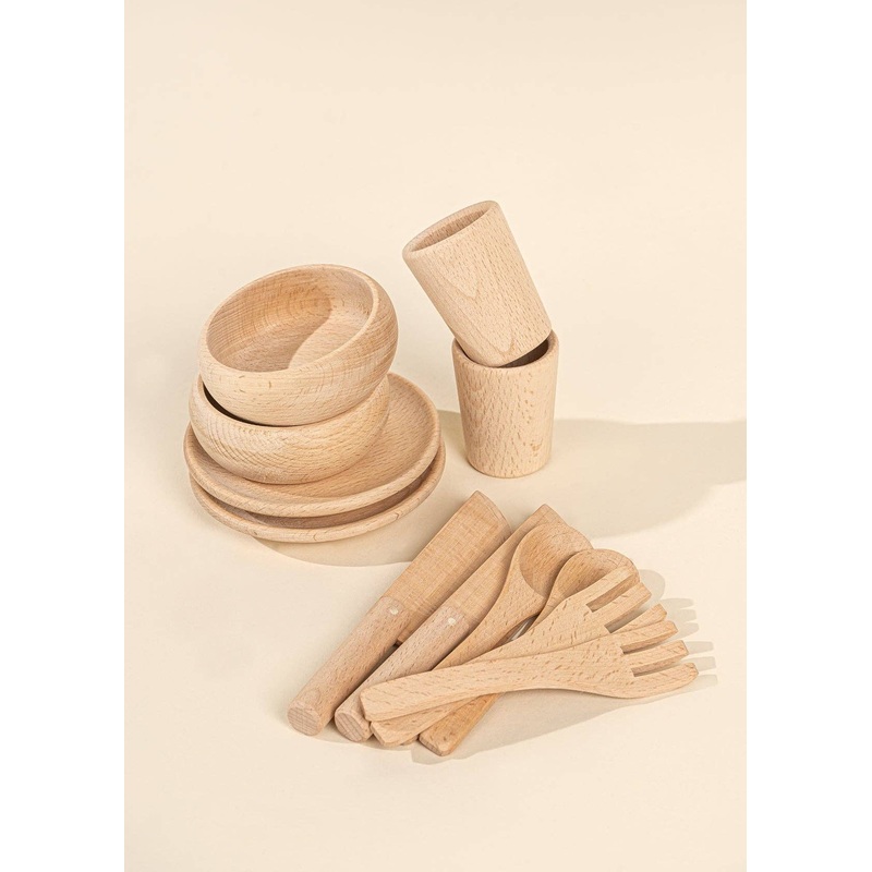 Wooden 12 Piece Dinnerware Playset