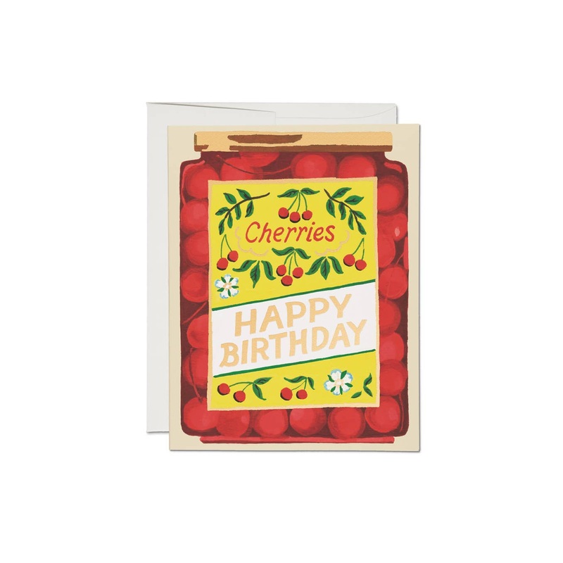 Jar of Cherries birthday greeting card