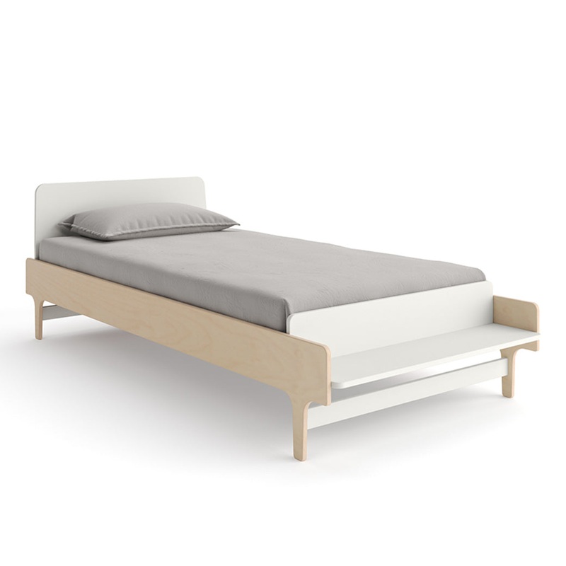 River Twin Bed White/Birch
