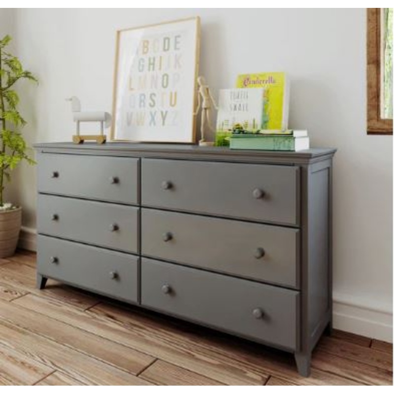 Jackpot Deluxe 6-Drawer Dresser Grey