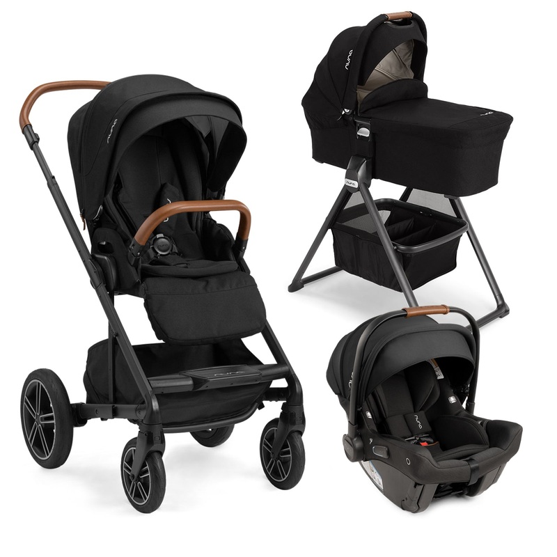Nuna MIXX + PIPA Urbn + Bassinet + Stand Travel System in Caviar