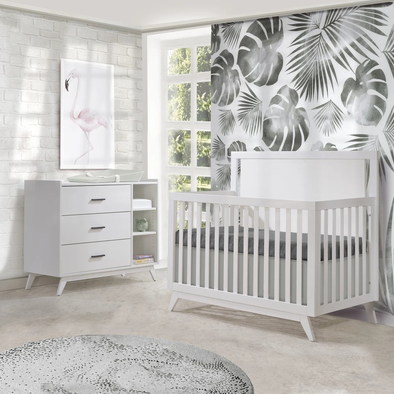 Tulip Sissi Crib-to-double and Combo Dresser Greige(wood grain)