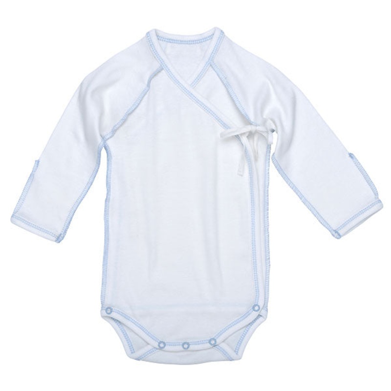 Under The Nile Inside-Out Babybody – Off White w. Ice Blue Trim 0-3 Months