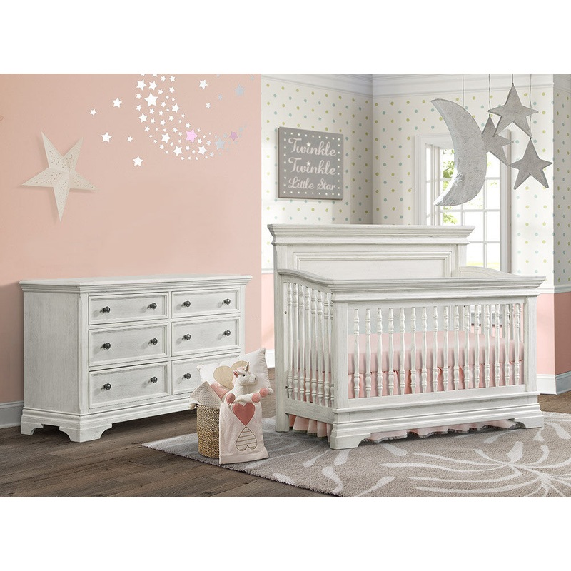 Westwood Olivia 2 Piece Nursery Set – Crib and 6 Drawer Dresser in Brushed White