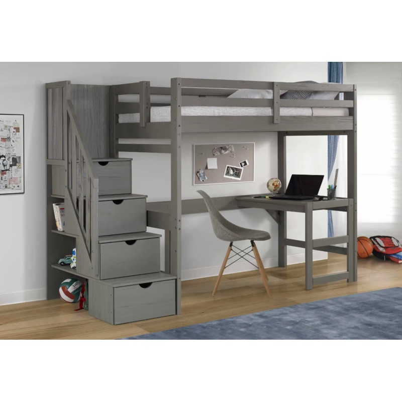 Innovations Twin Size Staircase Loft Bed with Desk**400lbs Rating Grey