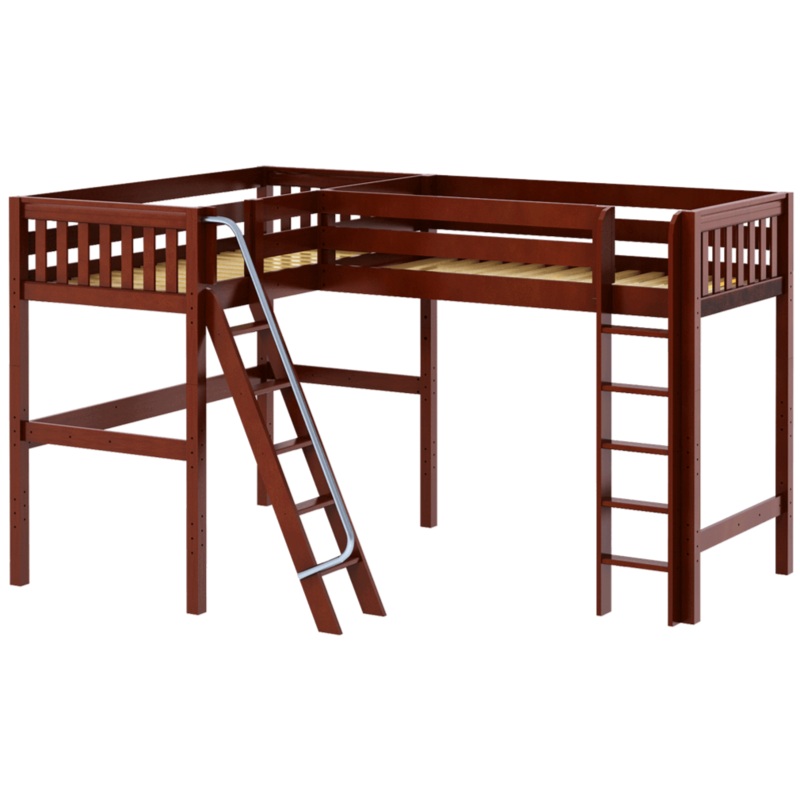 Maxtrix Twin High Corner Loft Bed (800 Lbs. Rating) Chestnut Panel