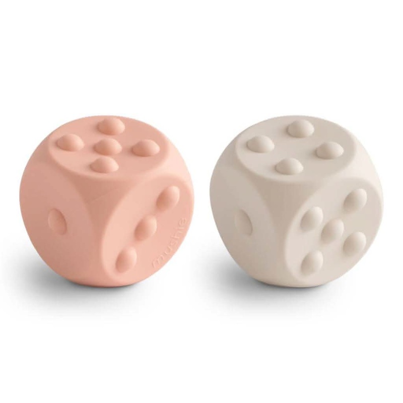 Mushie Dice Press Toy 2 Pack Blush / Shifting Sands