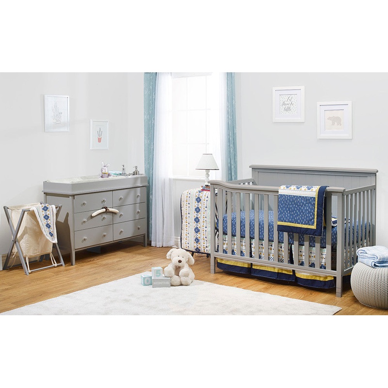 Sorelle Berkley Elite Complete Room (4 In 1 Crib, Hamper, And Double Dresser) in Grey