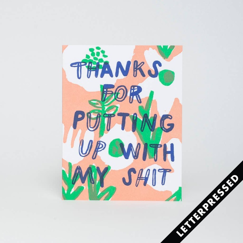 Thanks for Putting Up With Me Letterpress Card by Egg Press paper tab