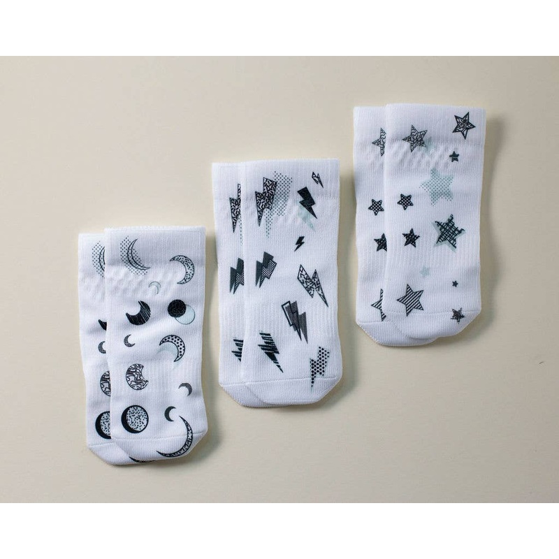 Callisto – Non-Slip Baby Socks with Stars, Moons, Lightning 0 – 6M