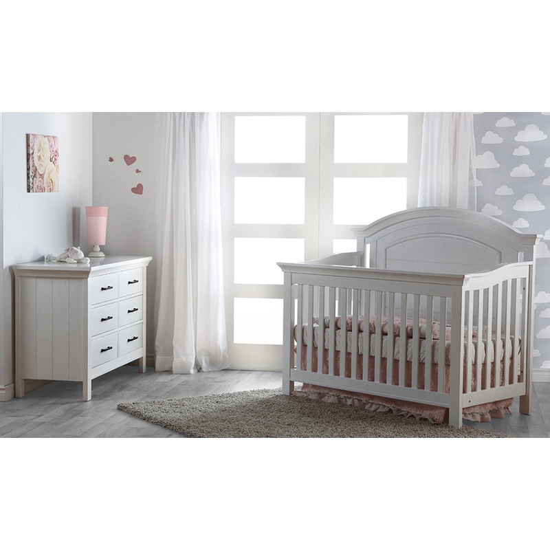 Fawn Baby Yosemite 2 Piece Nursery Set – Crib and Double Dresser in Vintage White