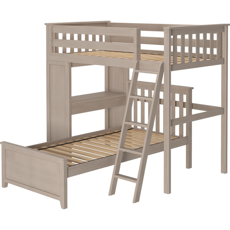 Jackpot Deluxe Leg Loft Bed Study + Twin Bed White