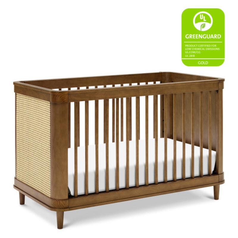 Namesake Marin with Cane 3-in-1 Convertible Crib Natural Walnut with Blonde Cane