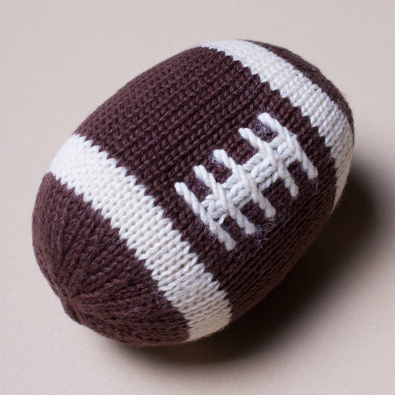 Organic Baby Toy – Football Rattle (Handmade) 4.5″h X 2.5″w