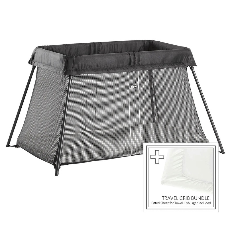 Travel Crib Light + Fitted Sheet Bundle Black