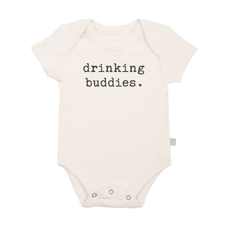 Finn & Emma Short Sleeve Graphic Bodysuit, Drinking Buddies 0-3 Months