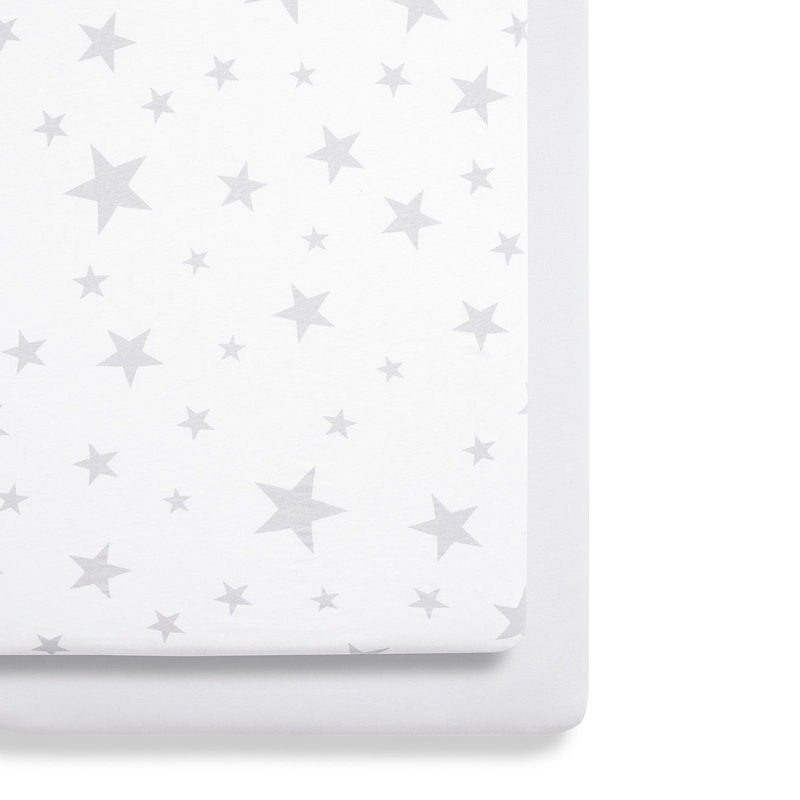 Snuz Twin Pack Bassinet Sheets – Gray Star