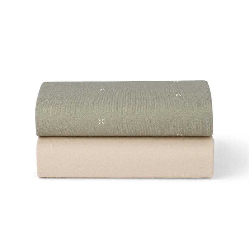 Snuz Bassinet 2 Pack Fitted Sheets – Sage Cross