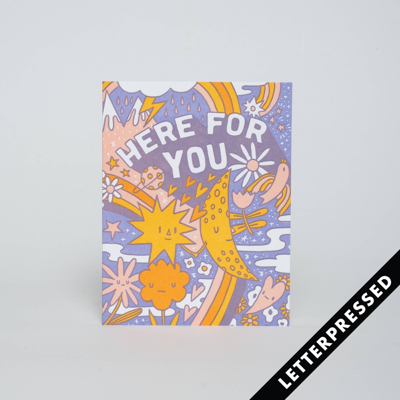 Here for You Letterpress Card by Hello!Lucky paper tab