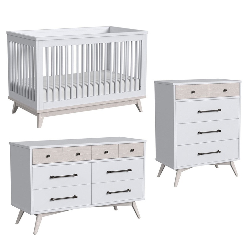 Westwood Rowan 3 Piece Nursery Set in Ash Linen – Cottage Crib, 4 dr, and 6 dr
