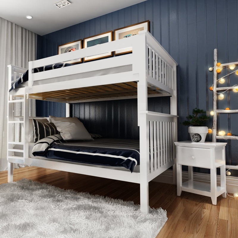 Jackpot Deluxe Bunk Bed, Full over Full-Holds 400 Lbs on Each Bed White
