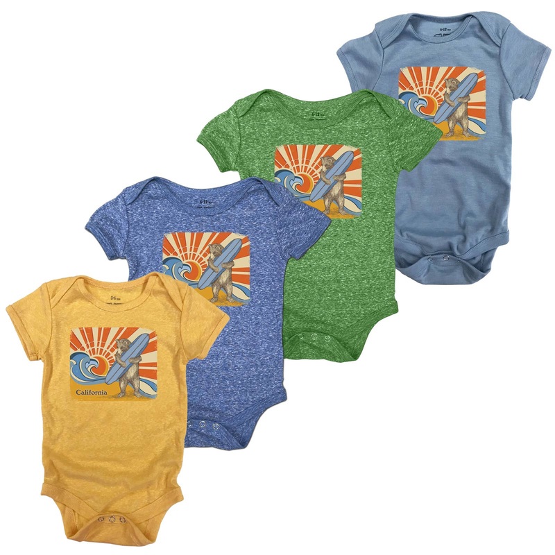 CA Surf Bear Onesie Gold 3-6 Months