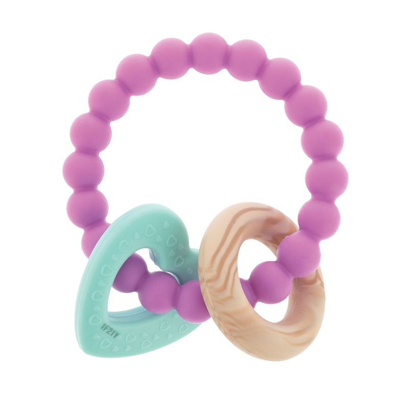 Beaded Silicone Teething Ring Heart